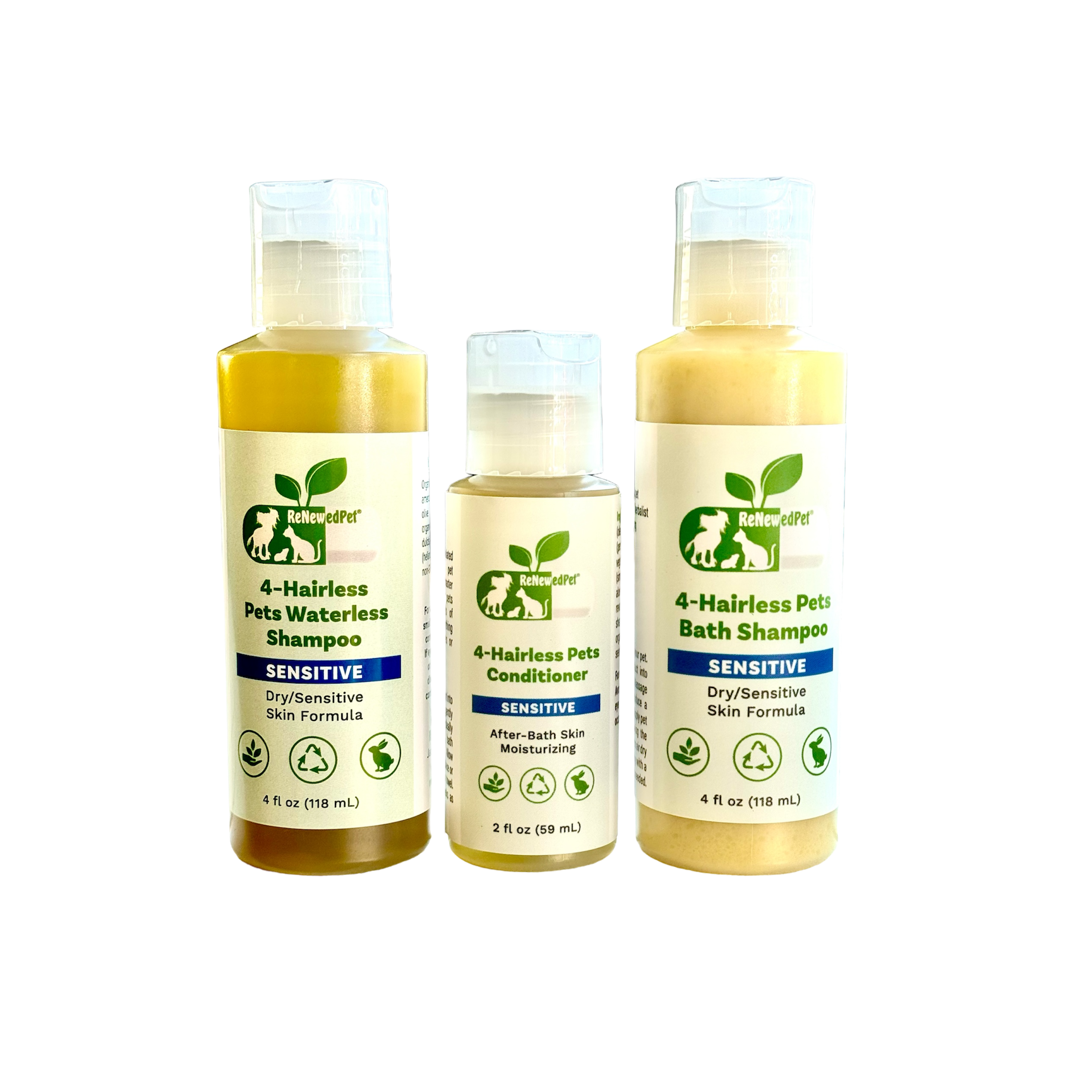 4-HAIRLESS PETS SENSITIVE SHAMPOO, WATERLESS & CONDITIONER KIT